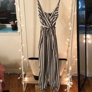 Aqua striped jumpsuit